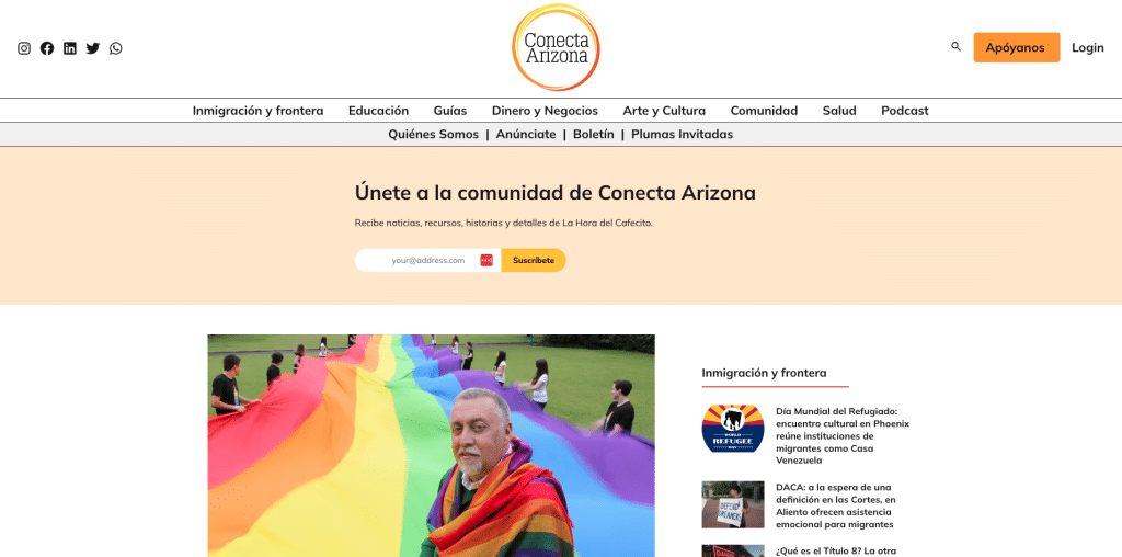 Conecta Arizona's new Spanish-language website built on Indie Tech. Indiegraf Spanish outlets.